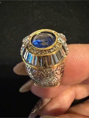Intricate Blue Stone Filigree Statement Ring